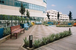 Private patient outdoor play area designed to promote relaxation 