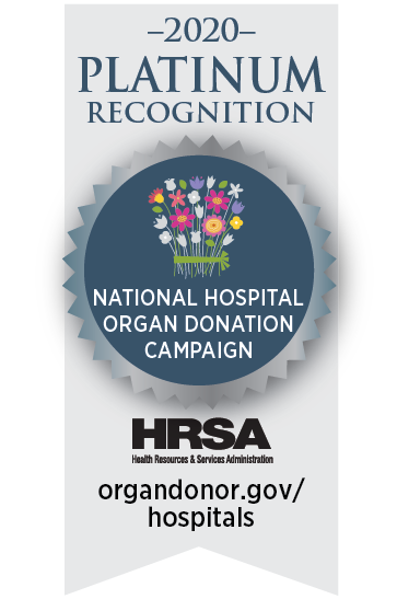 National Hospital Organ Donation Campaign 2020 Platinum Recognition badge